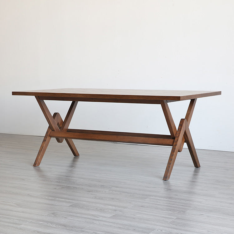 Rectangle Pine Wood Table with Trestle Base Modern Dining Table for Restaurant