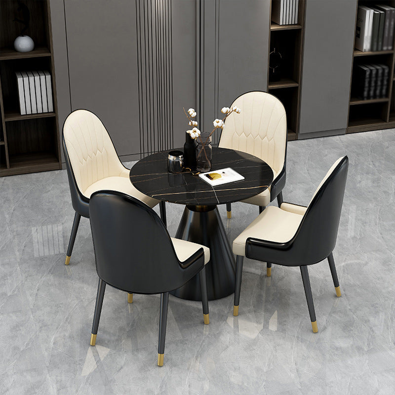 Gesinterde stenen eettafel moderne ronde eettafel met voetstukbasis