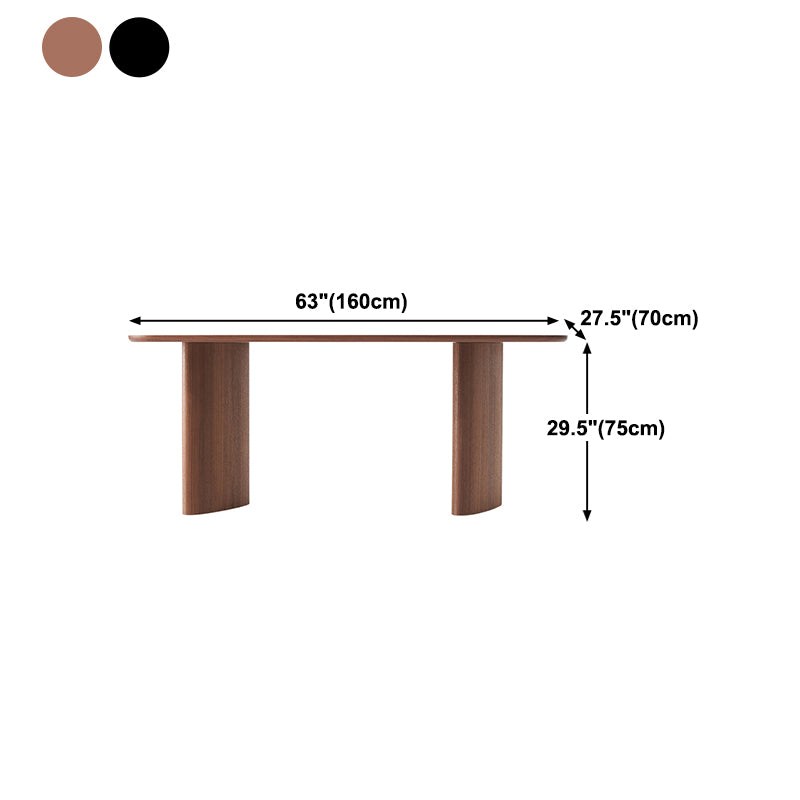 Rectangle Pine Wood Dining Table for Restaurant Modern Table with Double Pedestal Base