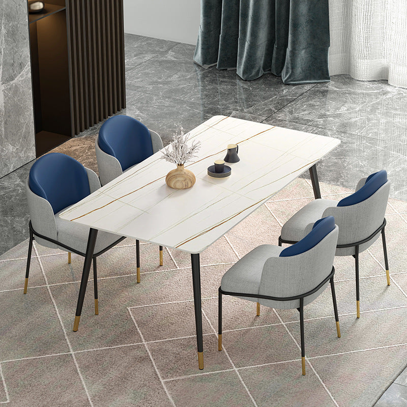 Stone Dining Table Contemporary Dining Table with 4 Black Legs