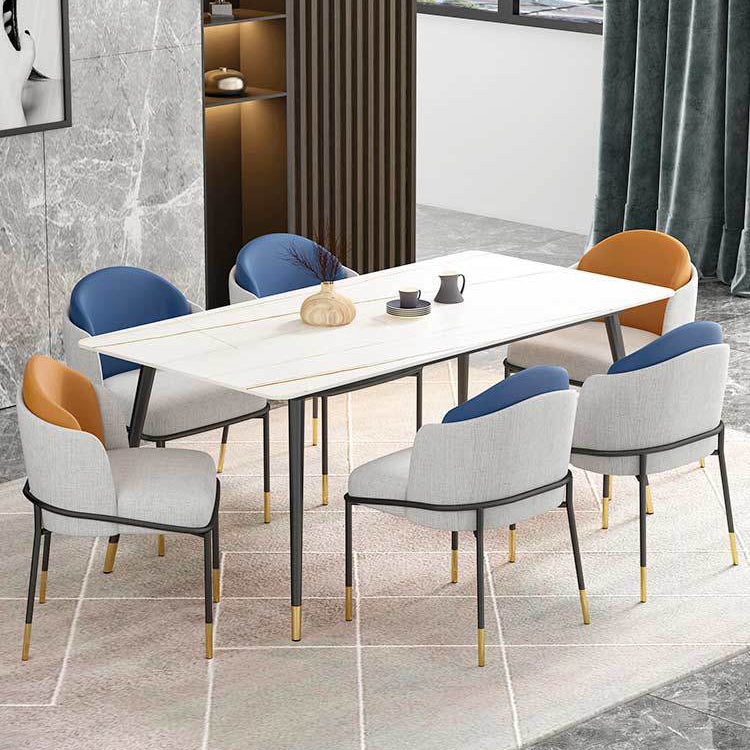 Stone Dining Table Contemporary Dining Table with 4 Black Legs