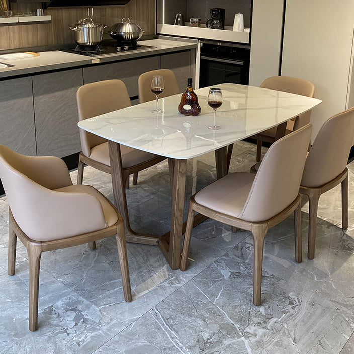 Home Dinner Room Kitchen Table Traditional Luxury Stone and Wood Dining Site Table
