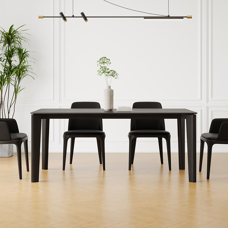 Top de piedra sinterizada Mesa negra moderna para la mesa de comedor rectangular de restaurantes con 4 patas