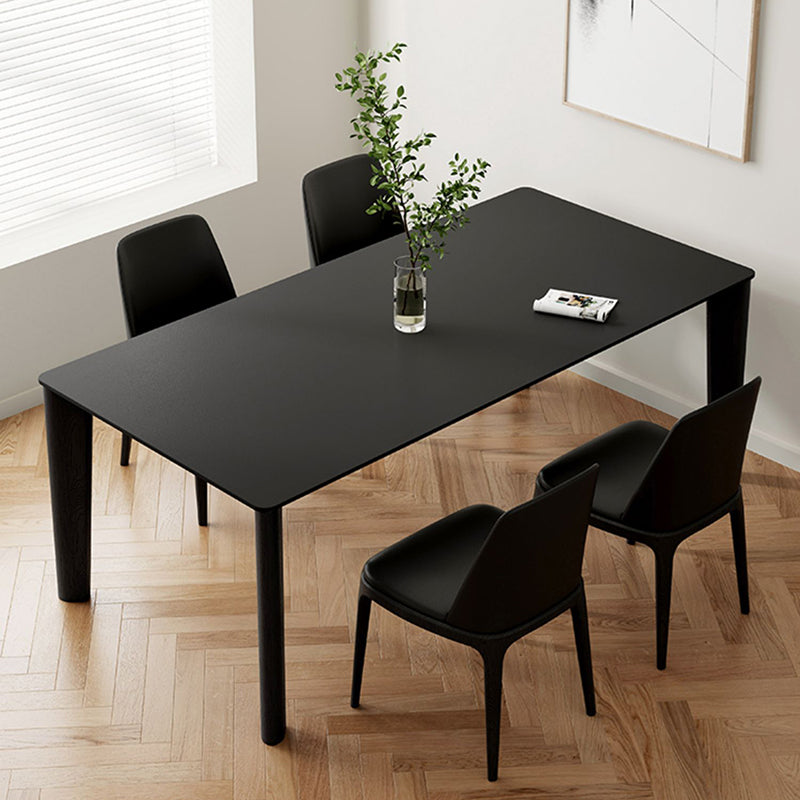 Top de piedra sinterizada Mesa negra moderna para la mesa de comedor rectangular de restaurantes con 4 patas