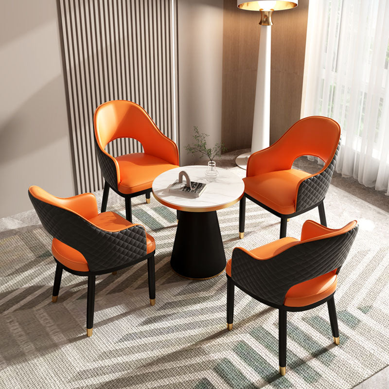 Silla escandinava con brazo trasero abierto, silla lateral de piel sintética