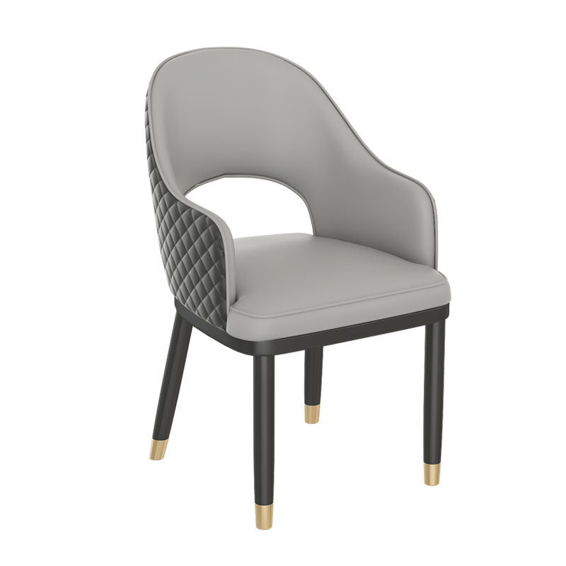 Silla escandinava con brazo trasero abierto, silla lateral de piel sintética