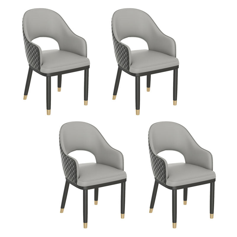 Silla escandinava con brazo trasero abierto, silla lateral de piel sintética