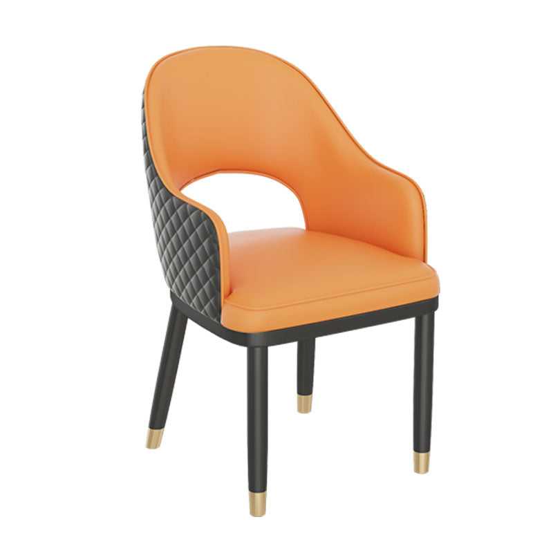 Silla escandinava con brazo trasero abierto, silla lateral de piel sintética