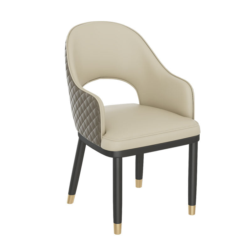 Silla escandinava con brazo trasero abierto, silla lateral de piel sintética
