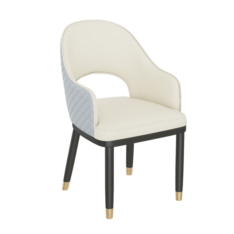 Silla escandinava con brazo trasero abierto, silla lateral de piel sintética