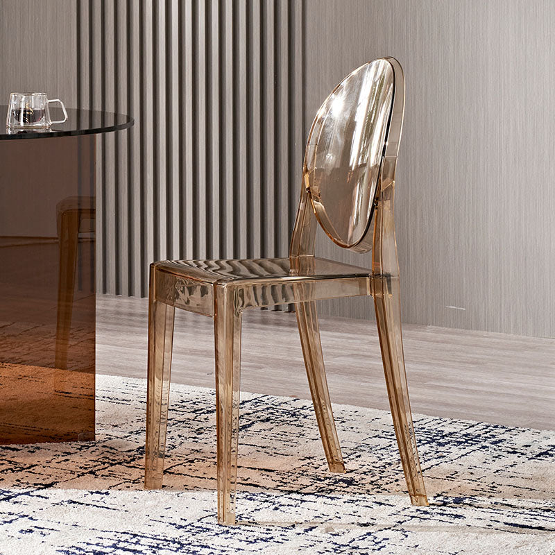 Silla lateral escandinava con respaldo abierto para el hogar, silla sin brazos de comedor de plástico