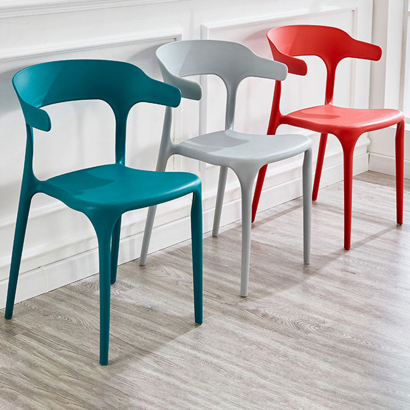 Contemporary Plastic Open Arm Chair Matte Finish Home Dining Chair