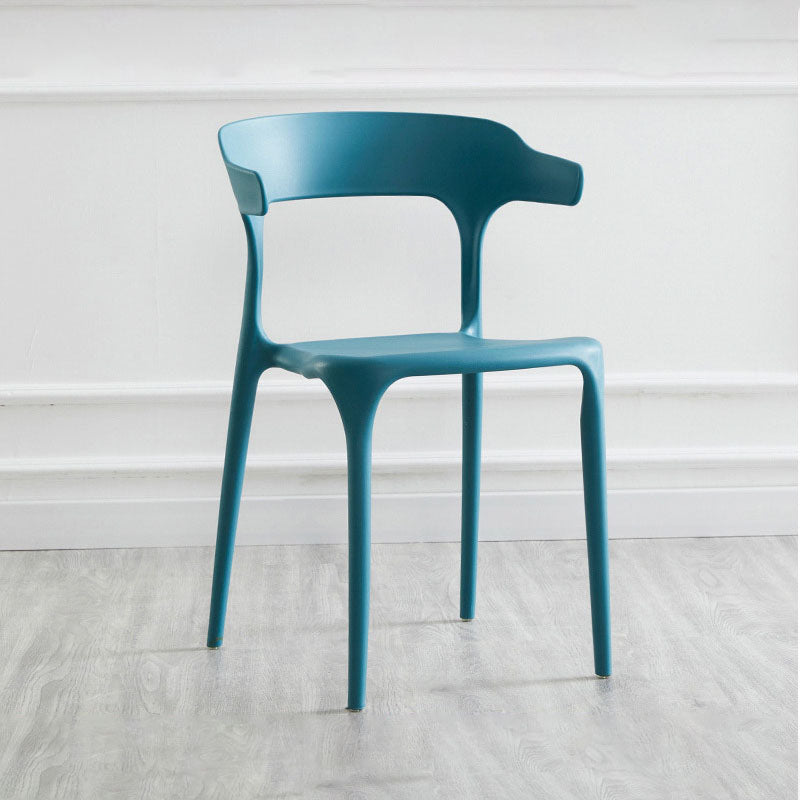 Contemporary Plastic Open Arm Chair Matte Finish Home Dining Chair