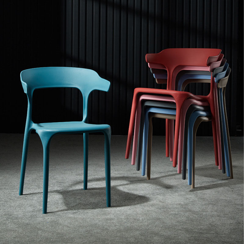 Contemporary Plastic Open Arm Chair Matte Finish Home Dining Chair