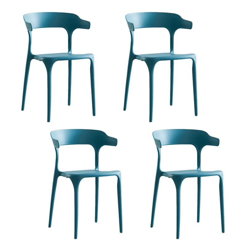 Contemporary Plastic Open Arm Chair Matte Finish Home Dining Chair