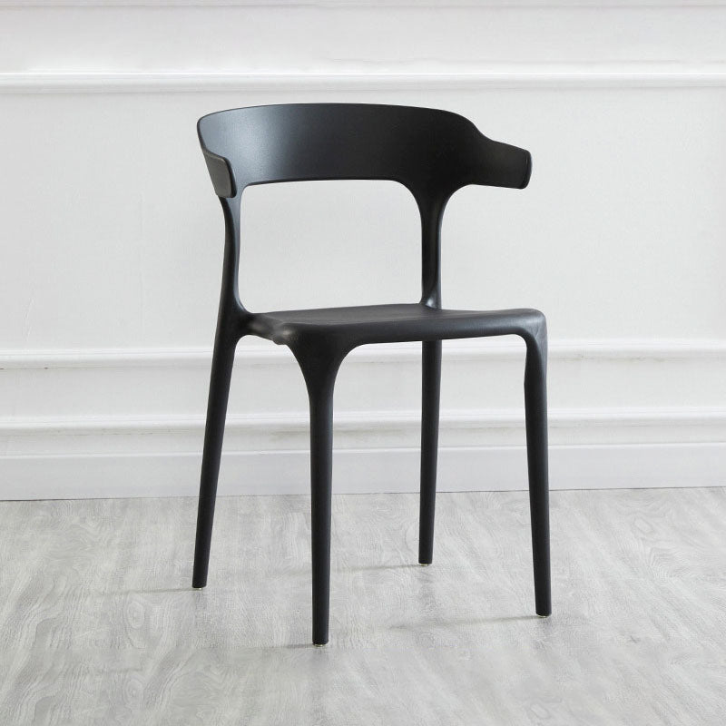 Contemporary Plastic Open Arm Chair Matte Finish Home Dining Chair