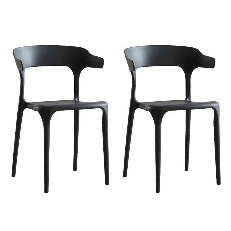 Contemporary Plastic Open Arm Chair Matte Finish Home Dining Chair
