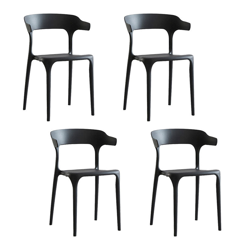 Contemporary Plastic Open Arm Chair Matte Finish Home Dining Chair