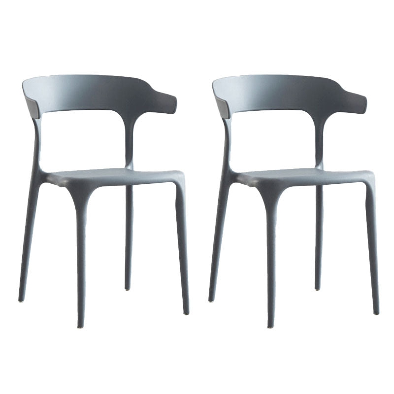 Contemporary Plastic Open Arm Chair Matte Finish Home Dining Chair