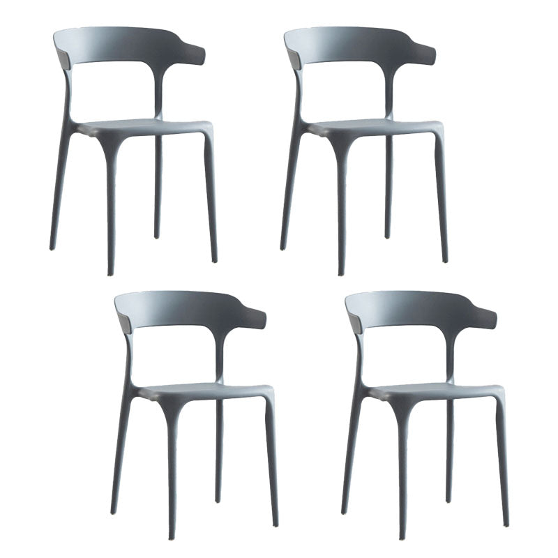 Contemporary Plastic Open Arm Chair Matte Finish Home Dining Chair