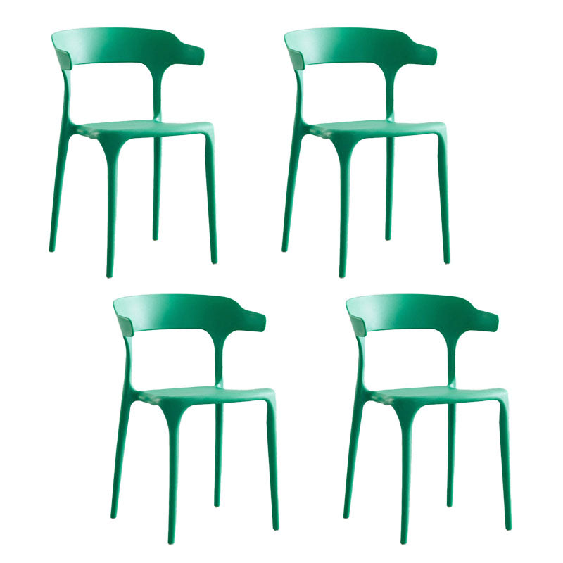 Contemporary Plastic Open Arm Chair Matte Finish Home Dining Chair