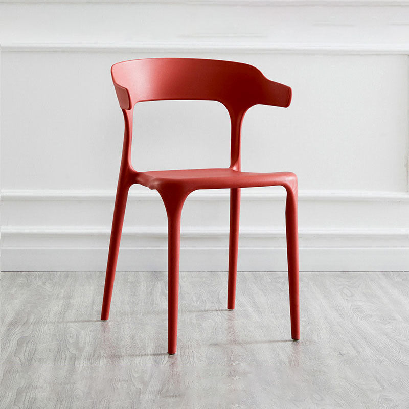 Contemporary Plastic Open Arm Chair Matte Finish Home Dining Chair