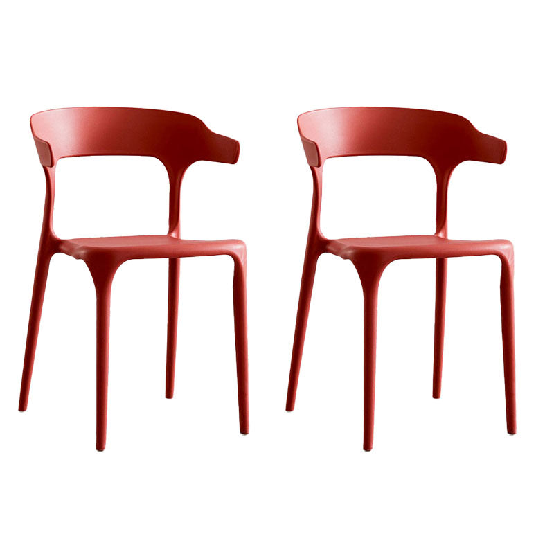 Contemporary Plastic Open Arm Chair Matte Finish Home Dining Chair