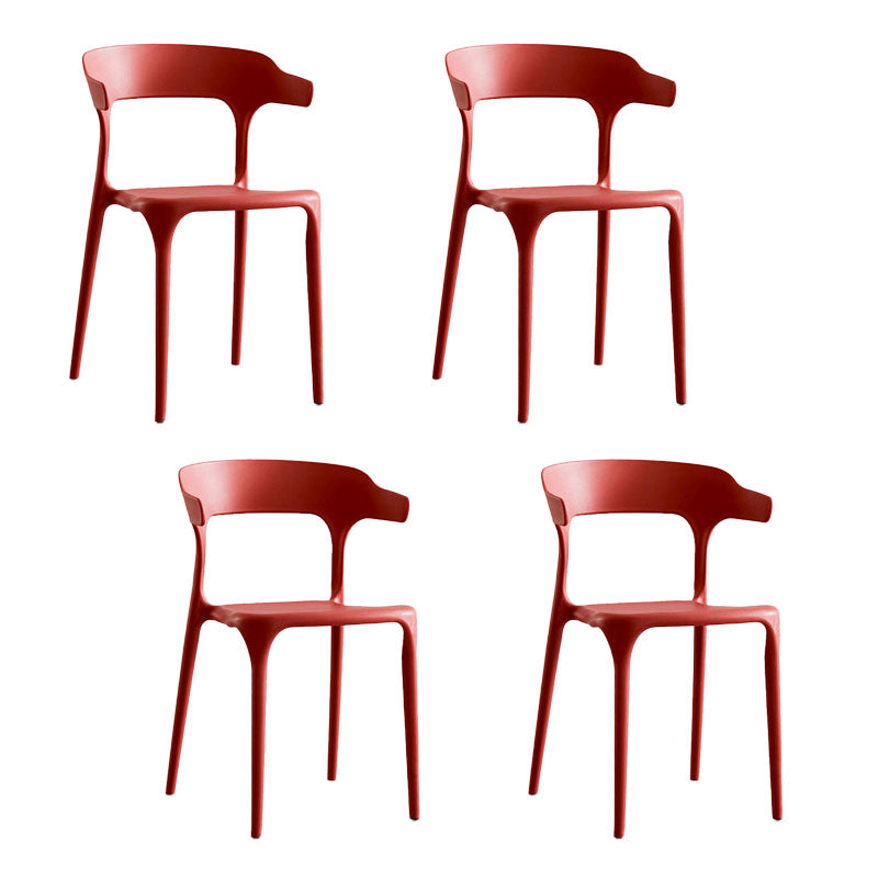 Contemporary Plastic Open Arm Chair Matte Finish Home Dining Chair