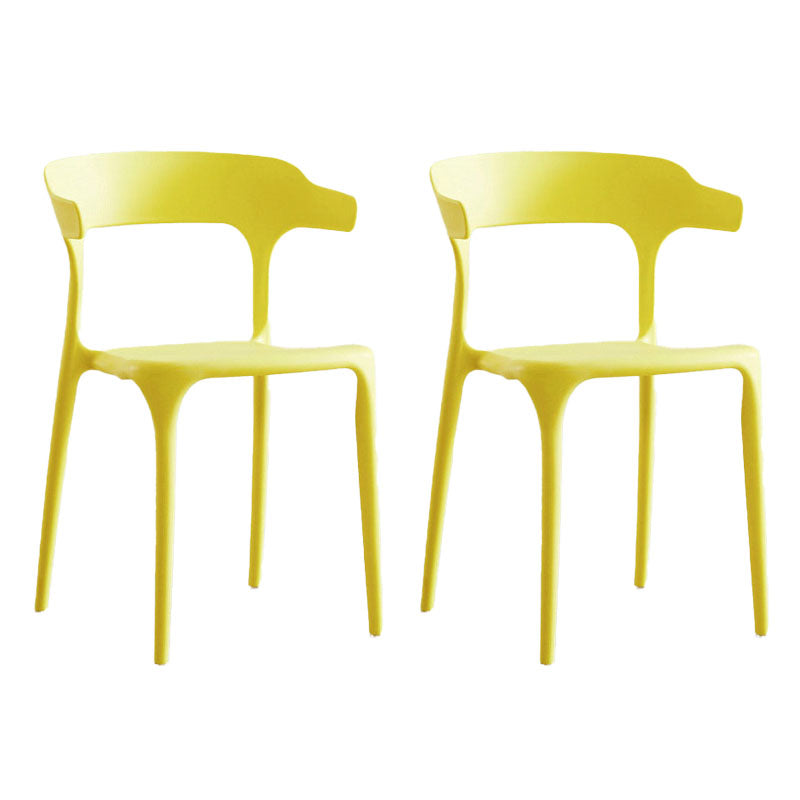 Contemporary Plastic Open Arm Chair Matte Finish Home Dining Chair