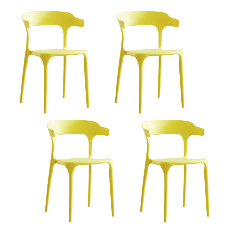 Contemporary Plastic Open Arm Chair Matte Finish Home Dining Chair