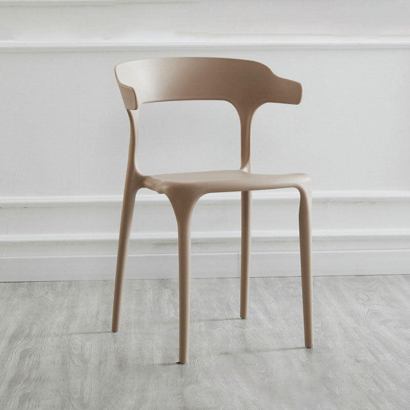 Contemporary Plastic Open Arm Chair Matte Finish Home Dining Chair