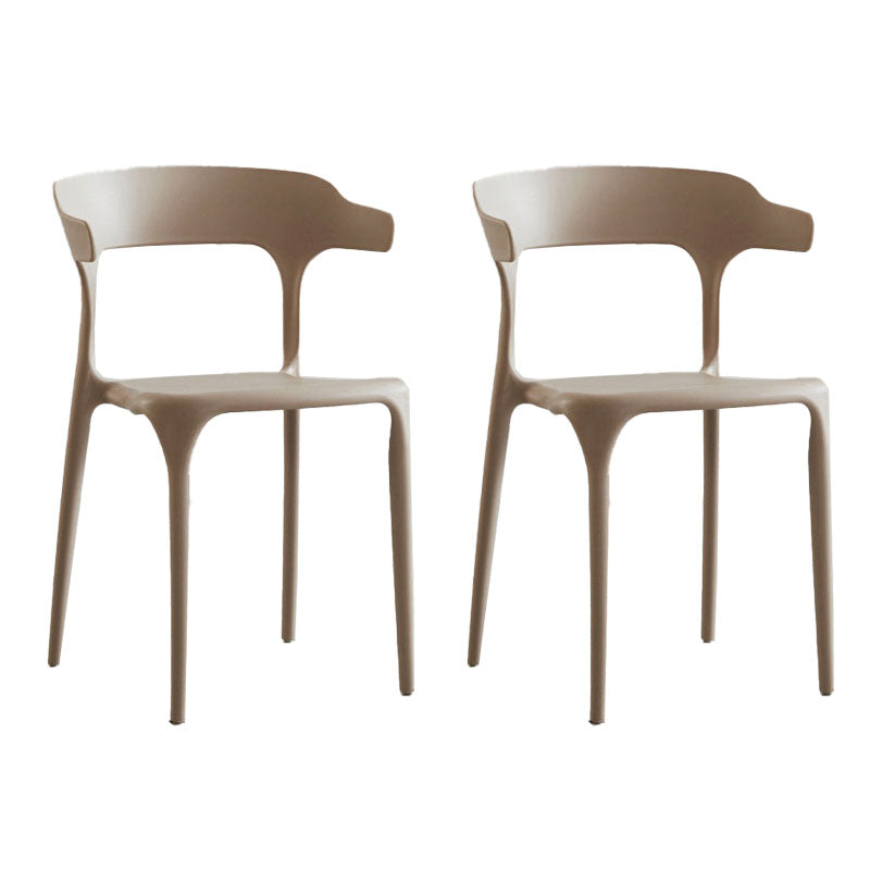 Contemporary Plastic Open Arm Chair Matte Finish Home Dining Chair