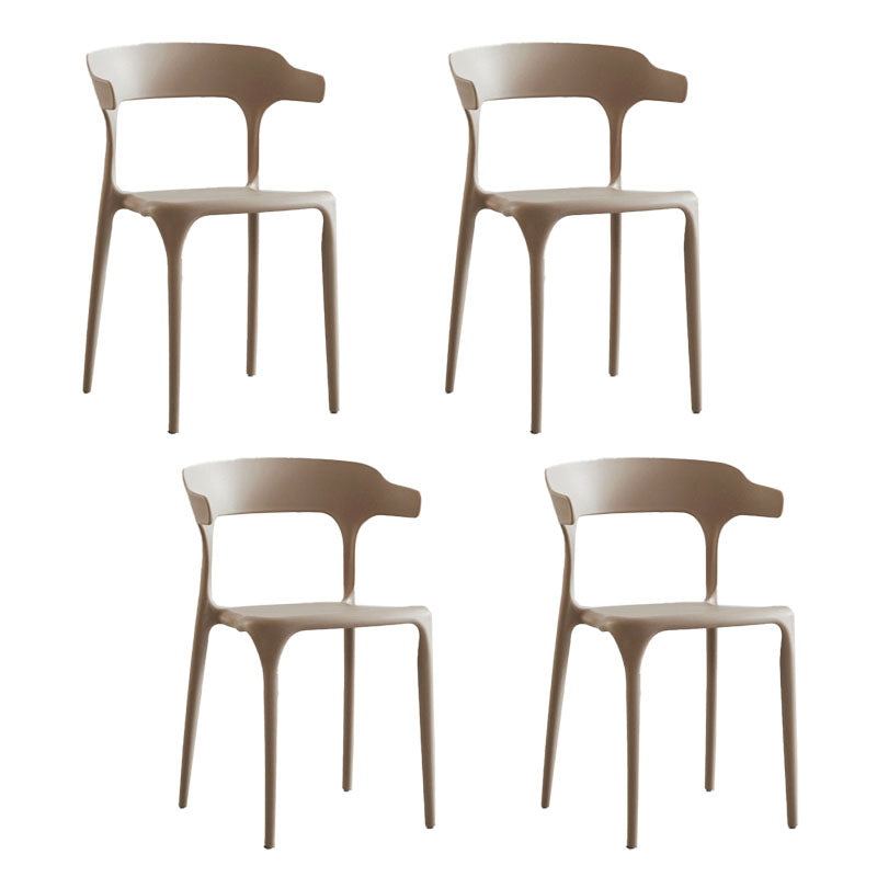 Contemporary Plastic Open Arm Chair Matte Finish Home Dining Chair