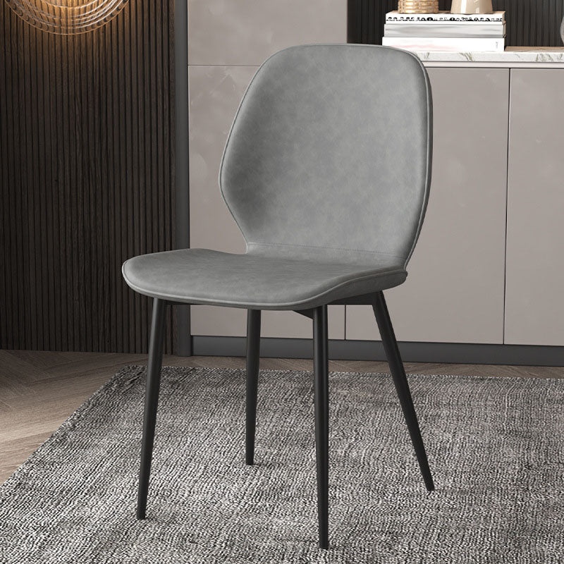 Eigentijdse eetkamerstoel armloze wingback zijstoel met metalen benen voor keuken