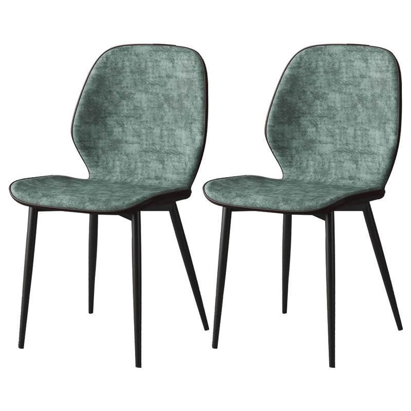 Eigentijdse eetkamerstoel armloze wingback zijstoel met metalen benen voor keuken