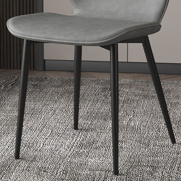 Eigentijdse eetkamerstoel armloze wingback zijstoel met metalen benen voor keuken