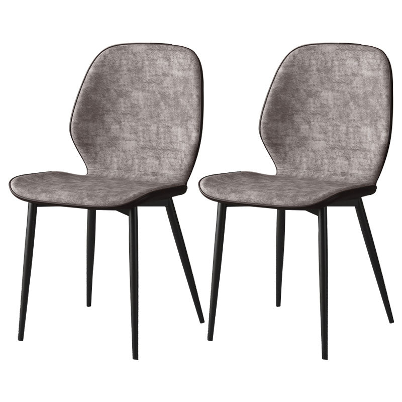 Eigentijdse eetkamerstoel armloze wingback zijstoel met metalen benen voor keuken