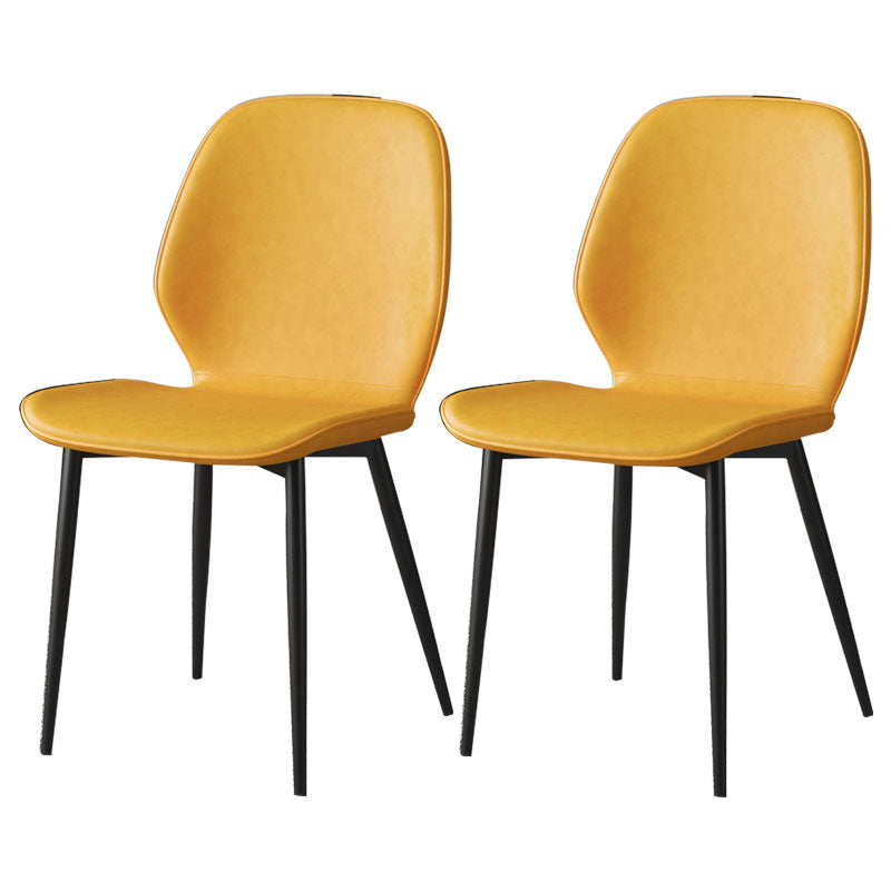 Eigentijdse eetkamerstoel armloze wingback zijstoel met metalen benen voor keuken