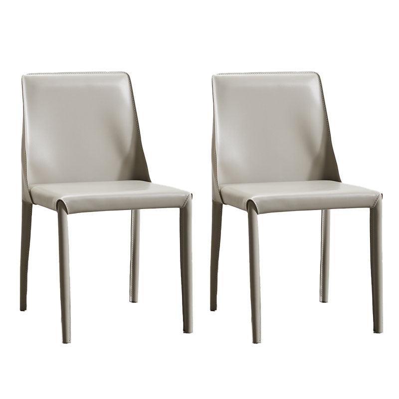 Silla lateral de cuero con respaldo sólido, estilo diseñador, acabado mate, silla de comedor para el hogar