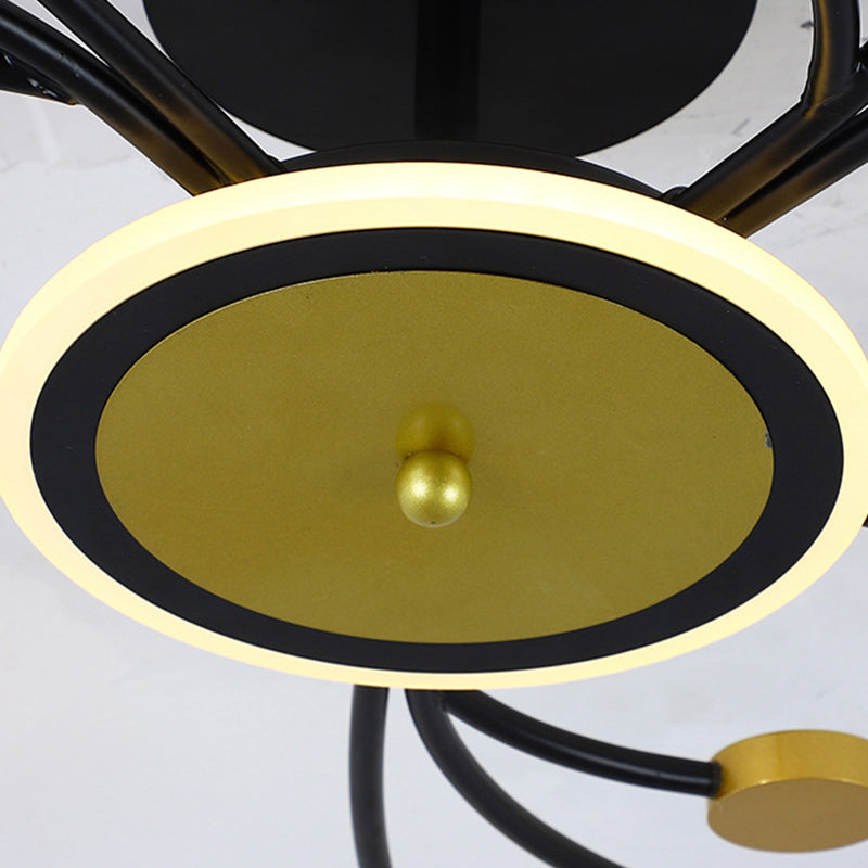 Gold verzweigte Deckenlampe postmoderne Metall -LED -Halbflush -Halterung Licht