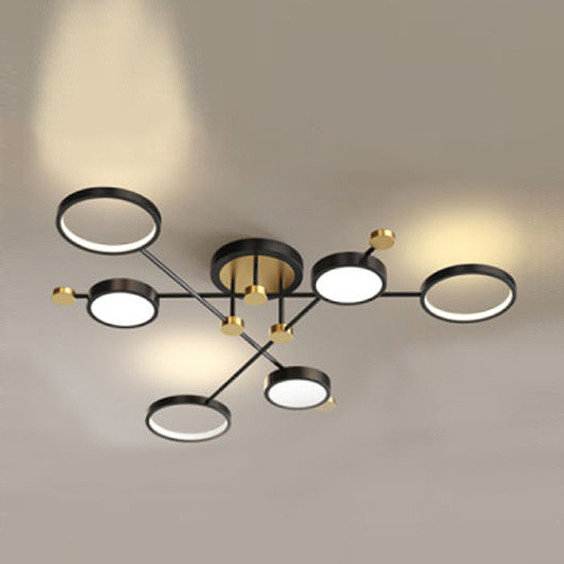 LED POSTERNO LIGHT LIGHT ANILLO NEGRO Y GOLDO SEMI FLUSH LIGHTIVE PARA SALA