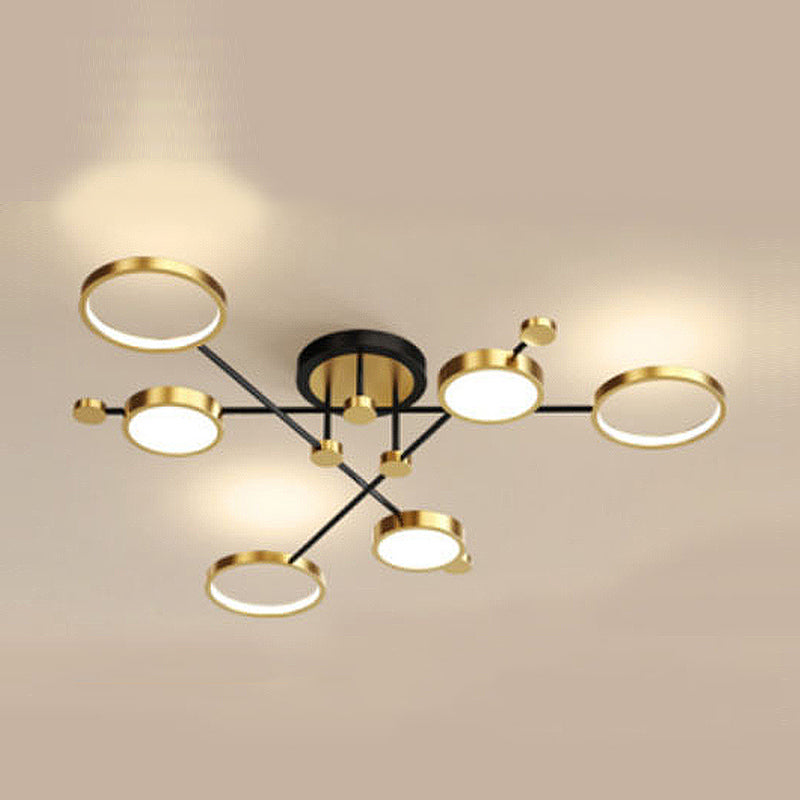 LED POSTERNO LIGHT LIGHT ANILLO NEGRO Y GOLDO SEMI FLUSH LIGHTIVE PARA SALA