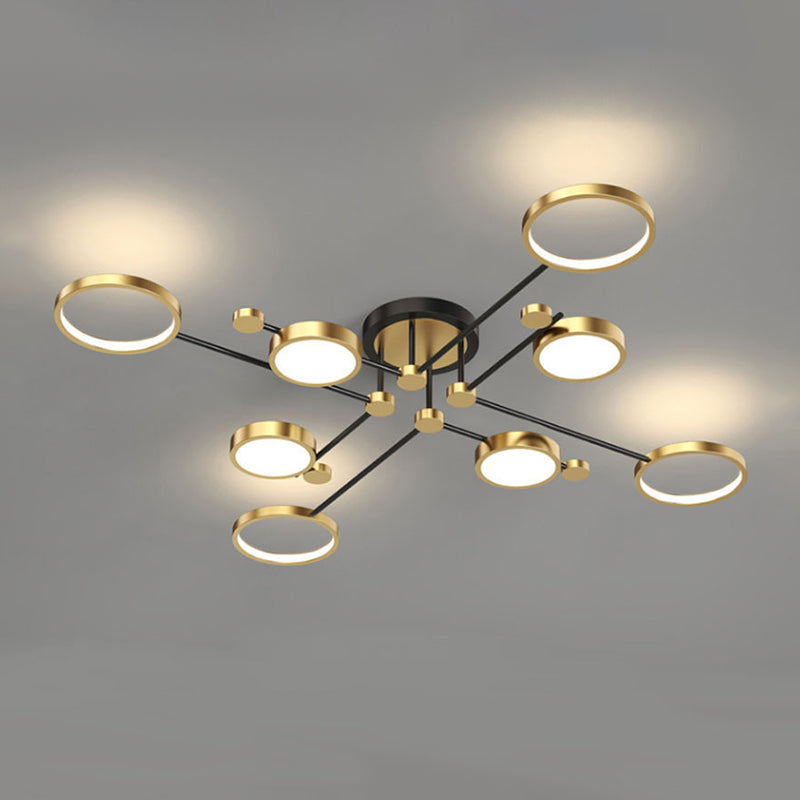 LED POSTERNO LIGHT LIGHT ANILLO NEGRO Y GOLDO SEMI FLUSH LIGHTIVE PARA SALA