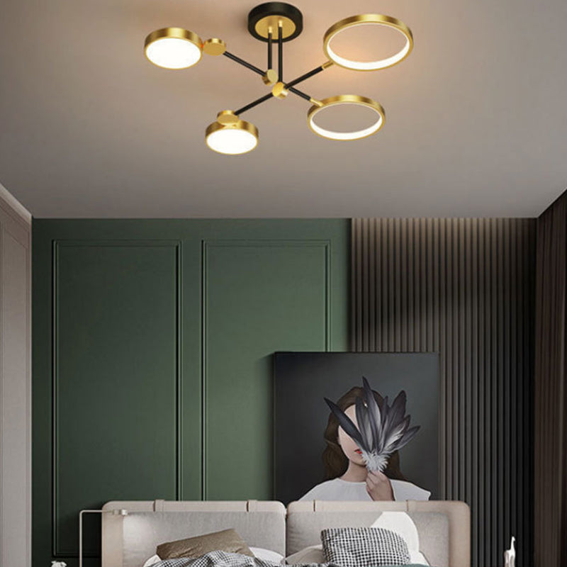 LED POSTERNO LIGHT LIGHT ANILLO NEGRO Y GOLDO SEMI FLUSH LIGHTIVE PARA SALA
