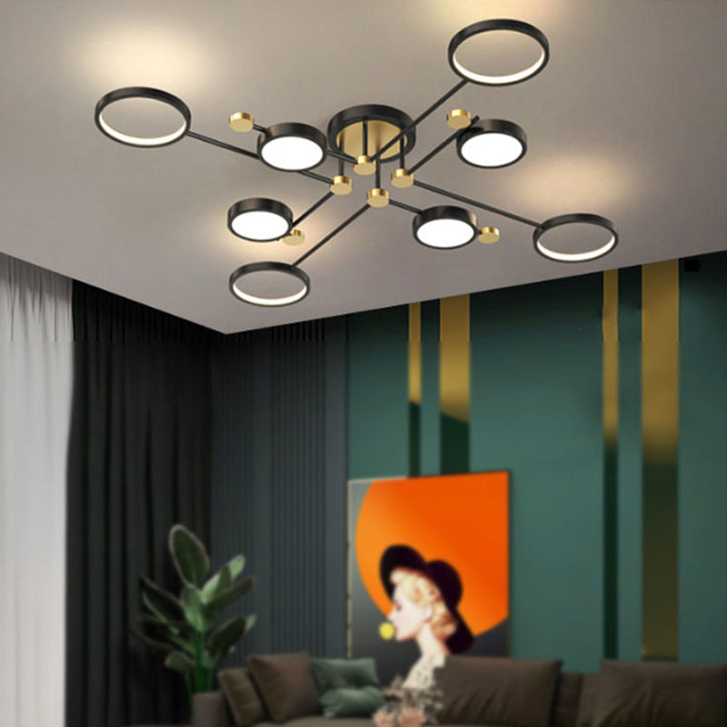LED POSTERNO LIGHT LIGHT ANILLO NEGRO Y GOLDO SEMI FLUSH LIGHTIVE PARA SALA