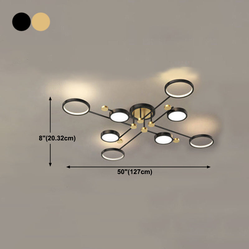 LED POSTERNO LIGHT LIGHT ANILLO NEGRO Y GOLDO SEMI FLUSH LIGHTIVE PARA SALA