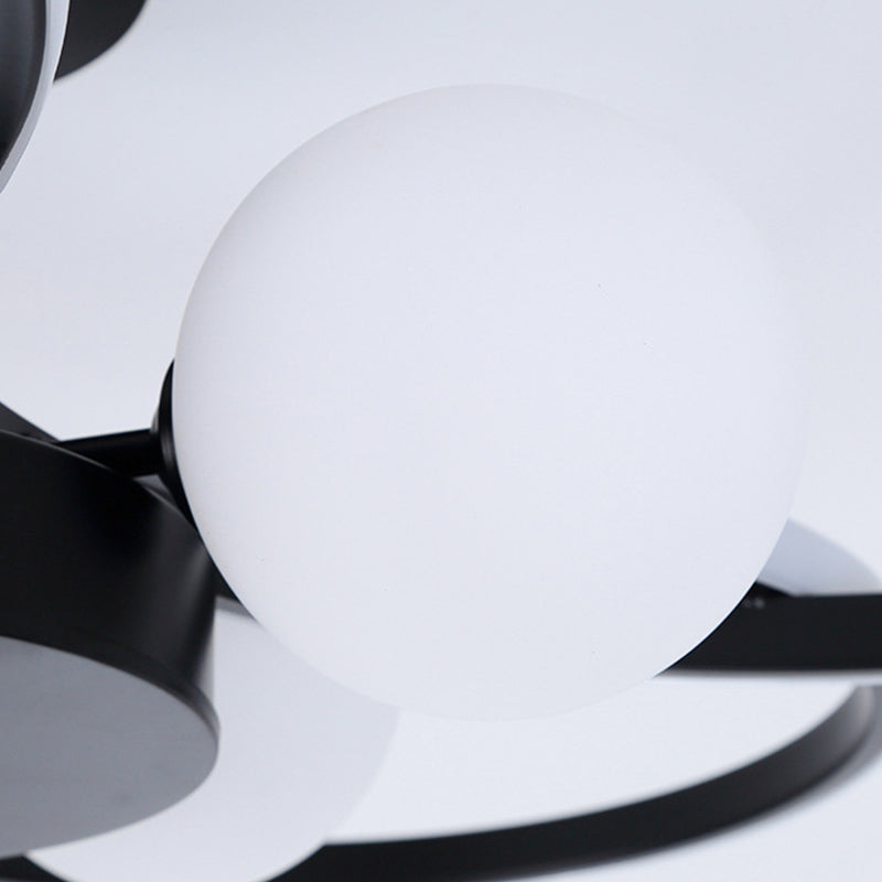 Modern Ring Shaped LED Semi Flush Light Living Room Ceiling Light with Glass Shade