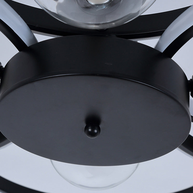 Modern Ring Shaped LED Semi Flush Light Living Room Ceiling Light with Glass Shade