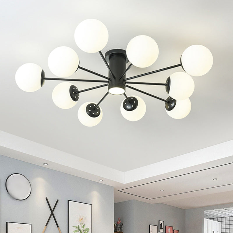 Nordic Ceiling Light Hand-Blown Glass Ball Shaped Semi Flush Mount Spotlight