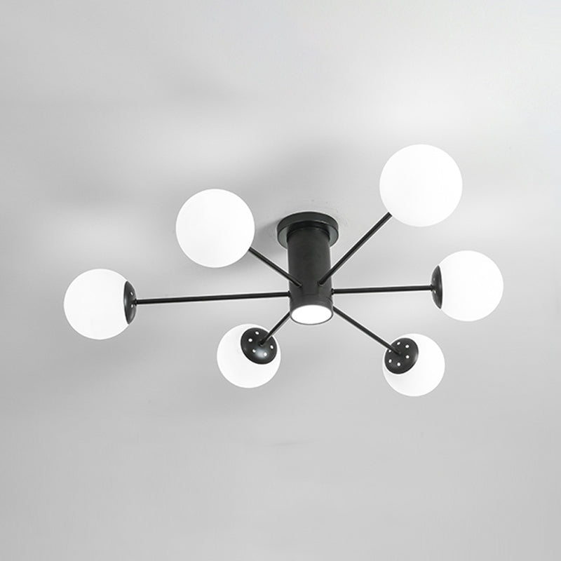 Nordic Ceiling Light Hand-Blown Glass Ball Shaped Semi Flush Mount Spotlight